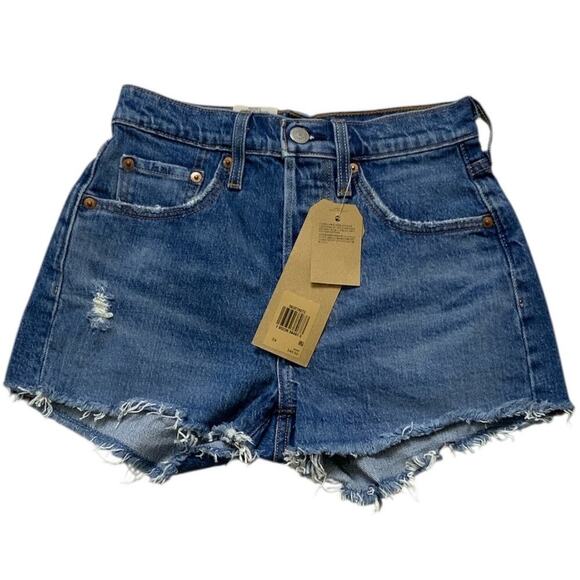 Levis 501 Red Tab Short Jeans Womens 24 High Rise Cut Off Summer Sexy Denim NWT - Picture 4 of 11